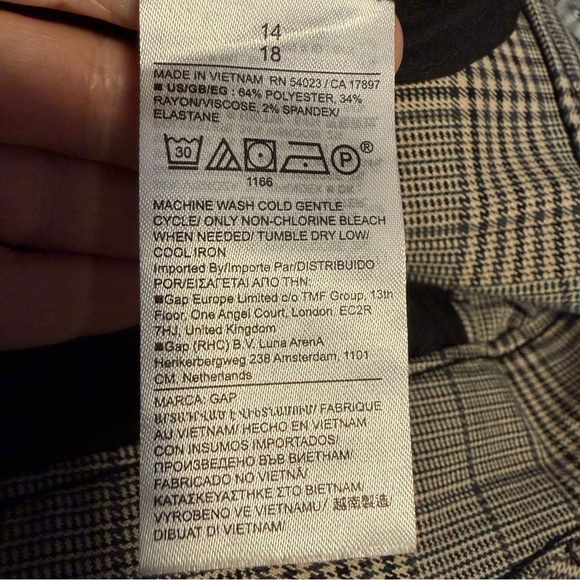 Gap Easy Trousers in black plaid wide leg womens size 14 academia preppy classic - Picture 6 of 7